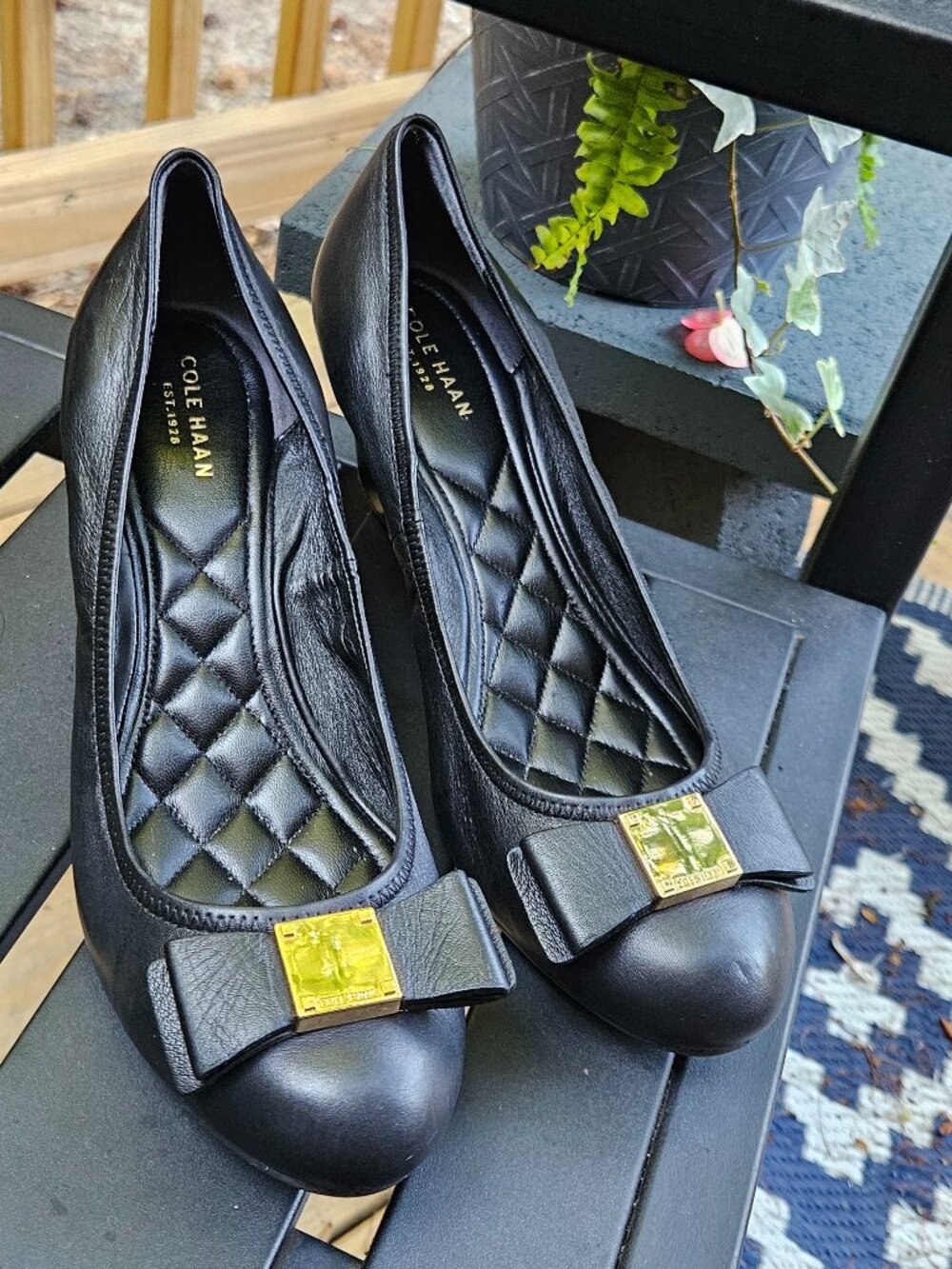 COLE HAAN Tali Grand Bow Leather Wedges